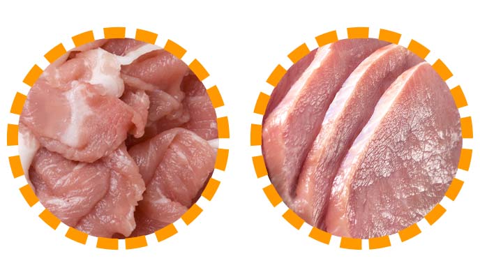 豚もも肉（左）とヒレ肉（右）
